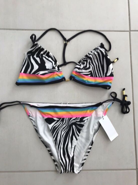 Sunshine 79 Other - Sunshine 79 Psychedelic Zebra Triangle Top String Bikini Set